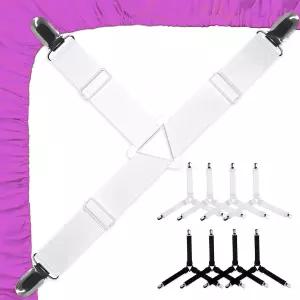 8개의 침대 시트 홀더 스트랩 조절 가능한 장착된 클립 무겁게 고정하고 탄성이 있는 매트리스 장치 보관함