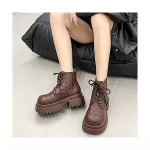 룽나루 여성 워커힐 메쉬 펀칭 워커 여름 통굽 샌들 부츠 HO2