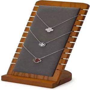 Oirlv 솔리드 우드 목걸이 정리함 쇼케이스 진열대 보석 홀더 그레이