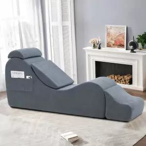 요가 의자 라운지 사이드 포켓 헤드레스트 허리 패드가 있는 인체공학적 체이스 오스만 스트레칭 마사지