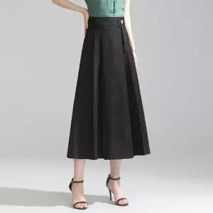 EAMT 스커트 롱 여성 슬림핏 쟈가드 쉬폰 트렌치 허리밴딩 엘레강스 EUNG2