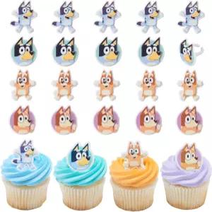 데코팩 블루이 너무 반지 빙고 밴딧 칠리가 등장하는 24 컵케이크 장식 3D 안전 케이크 토핑 u2013