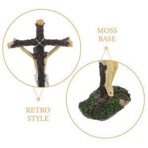 성상 십자가 조각품 바닥 가정 탁상 예술적인 조각상 기도용 자연 교회 벽걸이 장식 이끼