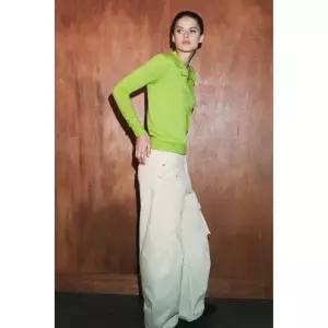 Zara 자라 울 파인 니트 폴로셔츠 - 라임 9598/010/520