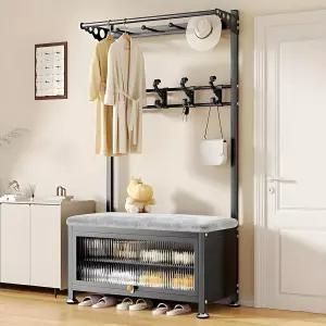 신발 보관 및 입구용 벤치가 있는 GKBRSU 코트 랙 후크가 프리스탠딩 메탈 홀 트리 복도용 정리함 침실