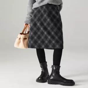 체크패턴 세미H라인 하프 스커트 S5WSK026A)