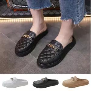 인기상품 골드체인 퀄팅 패턴 레버 블로퍼 쿠션 여성 뮬 슬리퍼 [WF8E8CD_260403]