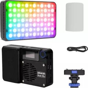 아마란 에이스 25c RGB 비디오 라이트 25W 온 카메라 포켓 CCT 2300k-10000k 5 908럭스 0.5m 조명 충전식