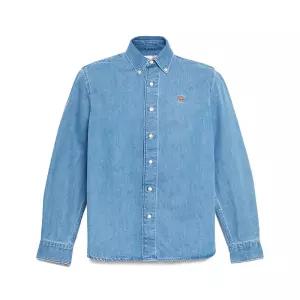 TIMBERLAND 팀버랜드 남성 체스트 로고 컴포트 데님 셔츠 데님블루_TB0A6N7QA2V1 316334