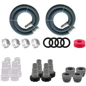 FibroPool 범용 풀 호스 설치 키트 - 대부분의 장비를 1.5인치 연결에 부착 및 적응 히터, 히트 펌프, 펌프 필터와 호환 Intex 피팅을 표준으로 변환