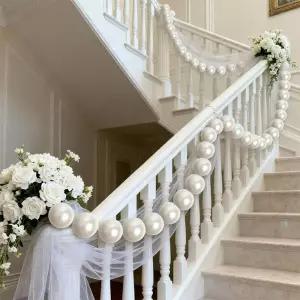 웨딩 기념 배경 장식용 대형 인조 진주 DIY 튼튼한 소재 비즈 가랜드 화이트 볼 파티 펜던트 피규어