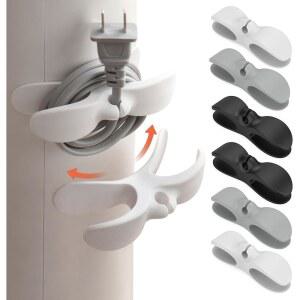 주방 가전용 코드 정리함 6PCS 스틱온 래퍼 케이블 업그레이드된 홀더 와인더 키퍼 에어프라이어용 커피 메이커 블렌더