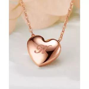 오벨리 14K 18K 퍼지 러브 통통 하트 이니셜 각인 로즈골드 여자 금목걸이