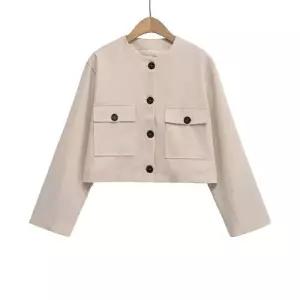 여성 여름 쇼트 아이템 스트리트 자켓 리넨 코트 혼방 OP2