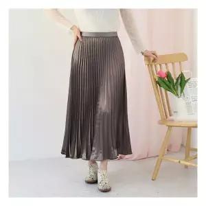웬디즈갤러리 애나 사틴 플리츠 롱 스커트 /데일리 체형커버 주름 플레어 USK1041245535