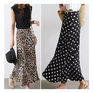 까르죠아 호피 도트 블랙 롱 스커트 여름 스판 아이스 빅사이즈1245541