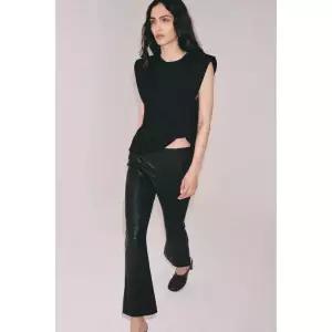 ZARA 자라 숄더 패드 니트 탑 - 블랙 144602