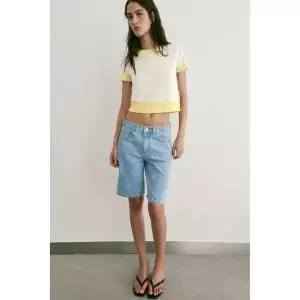 ZARA 자라 반소매 니트 탑 - 멀티컬러 144599