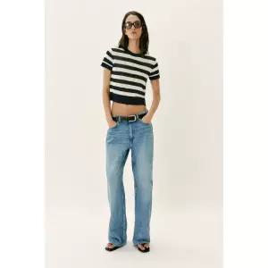 ZARA 자라 반소매 니트 탑 - 스트라이프 144595