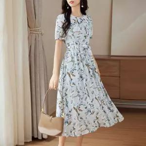 원피스 치마 여자 여름 빈티지 쉬폰 슬림핏 브이넥 A라인 KS1