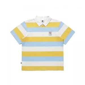 KODAK 코닥 골드모먼트 스트라이프 럭비 카라 반팔 티셔츠 YELLOW