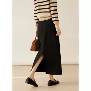 포뇨 울 일자 트임 여성치마 더블버전 뒤 OPH1