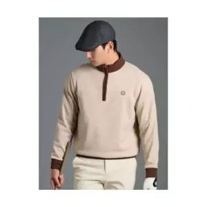 매장정품 빈폴 BEANPOLE GOLF 남성 니트라이크 하프 집업 티셔츠 - 베이지 BJ5X41B24A 665071