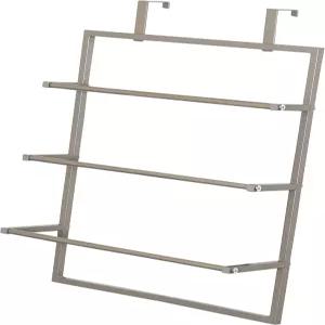 허니캔두 오버더도어 3단 수건걸이 - 수건 옷 가운을 걸 수 있는 크롬 스틸 욕실 및 옷장 수납 정리함