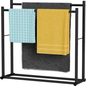 욕실용 호니터 타월 랙 야외용 2단 더 넓은 건조 무료 스탠딩 풀 담요 스탠드 및 대형 목욕 디스플레이