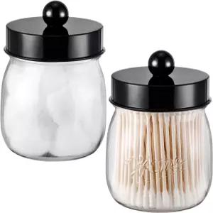 농가 장식 약병 세트 메이슨 병 욕실 세면대 수납 정리함 캐니스터-큐팁 홀더 면봉 치실 픽 종이 클립 헤어