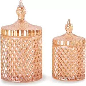 화장솜 공 패드 치실 픽 화장품 보관 용기 캔디 주얼리용 뚜껑이 있는 R 플로리 2팩 큐팁 홀더 유리 약병