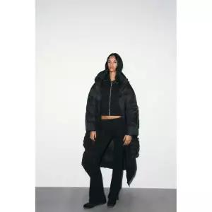 Zara 자라 70% 다운 30% 페더 충전재 후드 장갑 워터 레펠런트 아노락 - 블랙 4749/815/800