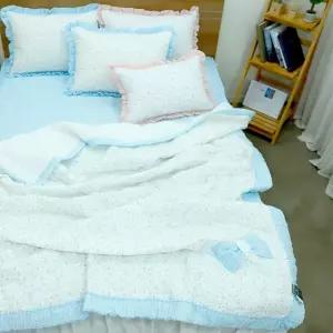 [르헤브] 러블리 에어 뱀부 시어서커 누빔이불 베개세트 (Q/퀸)