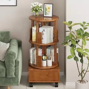원목 책장 회전 거실 수납장 북타워 원형 내추럴 서재 인테리어