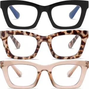 FSRTEP 오프라 - 여성 독자 블루 라이트 차단과 스프링 힌지가 있는 스타일리스 독서 안경