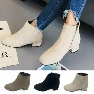 DUGNMARKT  가을구두 여성 앵글부츠 스웨이드 낮은굽 구두 신발