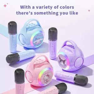 Sanrio 블루투스 스피커 ML02 가라오케 기계 휴대용 마이크 LED 라이트 머신 홈 가족 노래 선물