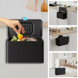 뚜껑과 내부 버킷이 있는 린센 스테인리스 걸이 쓰레기통 카운터 상판용 1갤런 주방 퇴비통 싱크대 또는