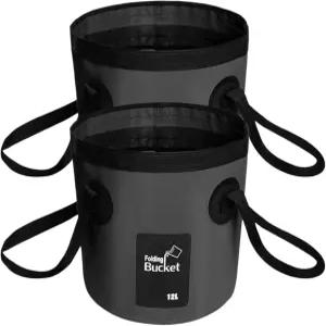 뱅헬레 접이식 양동이 물통 휴대용 캠프 세면대 야외 여행용 하이킹 낚시용 세차 정원 가꾸기 캠핑 2PCS