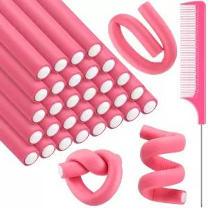 Syhood 30개 유연한 컬링 로드 9.45 트위스트 폼 롤러 소프트 무열 헤어 및 여성용 긴 단발 머리용 스틸