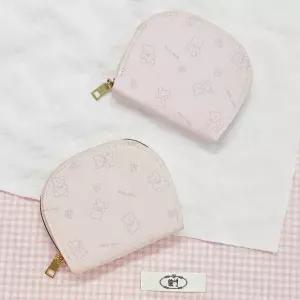 곰돌이 프린팅 반달형 아코디언 카드 명함 보관 지갑