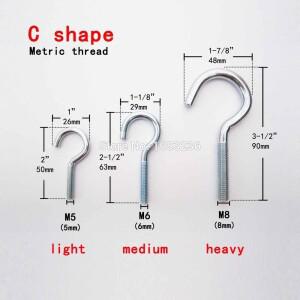 2/5/10pc 미터 나사 강철 그림 프레임 공장 램프 라이트 커튼 커튼 메쉬 와이어 아이 볼트 나선형 행거 C