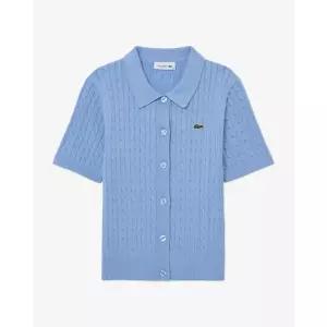 라코스테 여성 26SS 케이블 반팔 폴로 가디건 AF280E-56G AEY 파스텔블루 1027342