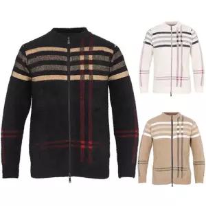 겨울 체크 앙고라 집업 남성 골프 가디건 DOWMCA04
