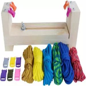 조절 가능한 길이 파라코드 지그 팔찌 메이커 - 나무 프레임 브딩 및 직조 DIY 공예 도구 키트 550 버클