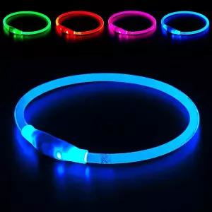 개 목걸이 BSEN USB 충전식 플래시 조명 반려동물 안전 소형 중형 대형견을 위해 밤에 사랑하는 볼 수 있게