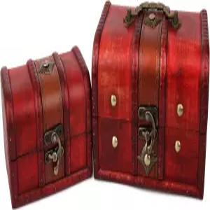 쿨러너 2pcs 앤티크 빈티지 나무 상자 스탬프 플라워 스몰 메탈 락 보석 보물 수제 레트로 정리함 케이스