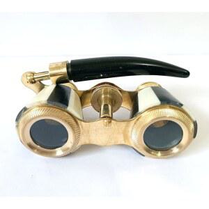 빈티지 오페라 안경 황동 블랙 에나멜 디자인 접이식 쌍안경 핸들 극장