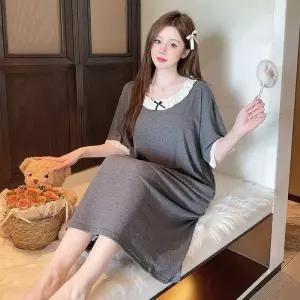 수피 스커트 롱 여름 커플 잠옷세트 잠옷 레이스 반팔 공주 파자마 JEN2