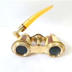 빈티지 오페라 안경 앰버 손잡이가 있는 황동 클래식 극장 디자인 쌍안경